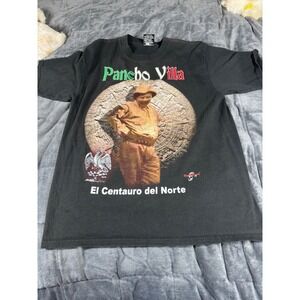 Rock & Death Pancho Villa El Centauro del Norte Black Graphic T-Shirt Mens Large